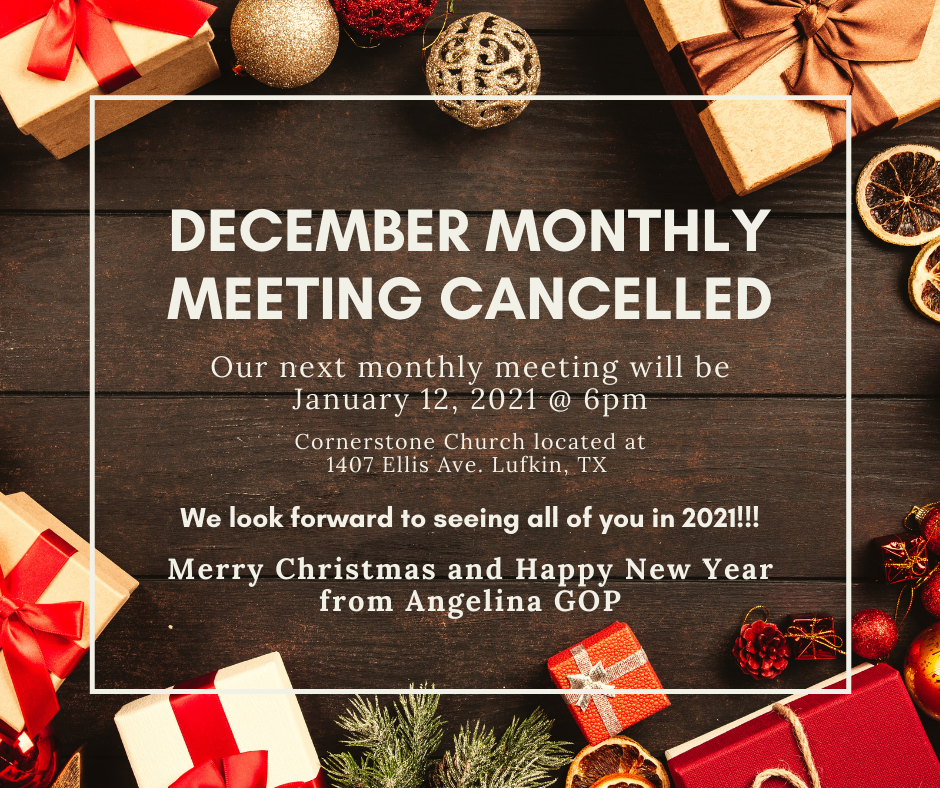 December Monthly Meeting Cancelled